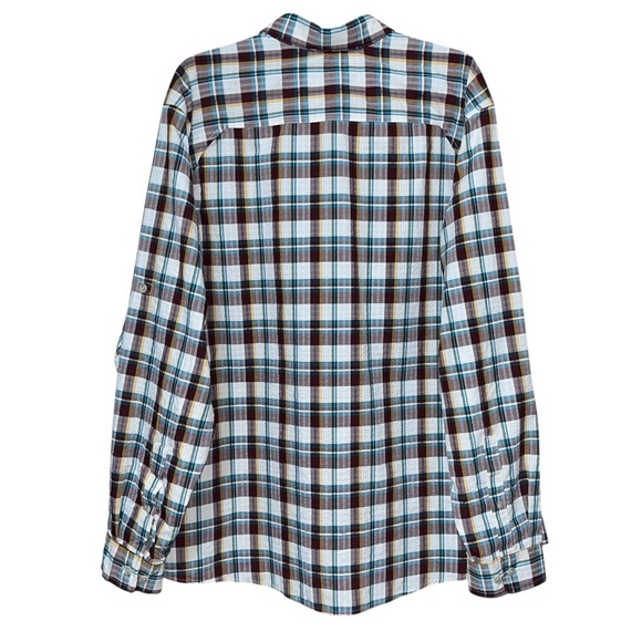 Eddie Bauer UPF 40 MR Long-Sleeve Pack It Tech Seersucker Dk Sable Size XXL - Picture 5 of 12